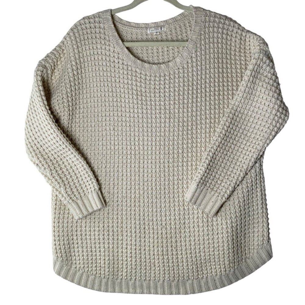 Knot Sisters Chunky Sweater Women’s Size S Beige Knit Pullover Crochet